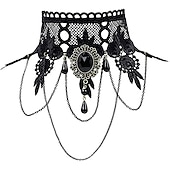 abordables Conjuntos-Conjuntos con vestido medieval con mangas acampanadas de encaje tatuaje gargantilla collar 2 piezas retro vintage punk estilo gótico brujas trajes mujer cosplay disfraz carnaval fiesta casual diario