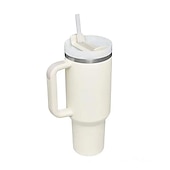 economico Bicchieri-bicchiere estivo con manico da 40 once e coperchio di paglia, bottiglia d&#039;acqua in acciaio inossidabile 304, bicchieri da viaggio isolati con tazza ghiacciata per tè e caffè regalo, tazza per auto di grande capacità con cannuccia