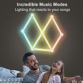 お買い得  スマートライト-RGB LEDスマートライトイリュージョンインテリジェントスプライシングライトDIY屋内装飾雰囲気ライトEスポーツLED音声制御音楽装飾