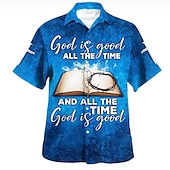 economico Stampa animal-Per uomo Leone Alfabetico Gesù Camicia Camicia con bottoni Manica corta Di tendenza Streetwear Originale Giornaliero Per uscire Fine settimana Estate Primavera Collo ripiegabile Stampa Blu Reale Blu