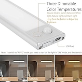 cheap Cabinet Light-Light In The Box Motion Sensor Cabinet Light Ultra Thin Under Cabinet Lighting USB Rechargeable Battery Operated, Tri-color Wireless Closet Lights Night Lights for Bedroom Wardrobe Stairs