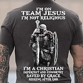 abordables Camiseta gráfica para hombres-Camiseta gráfica cristiana para hombres equipo Jesús no religioso camiseta de caballero salvado por gracia