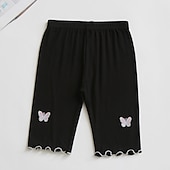 cheap Bottoms-Kids Girls&#039; Leggings Butterfly Active Outdoor 7-13 Years Summer Silver Black White