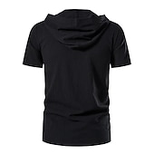 economico Cime-t-shirt vichinga medievale in cotone a maniche corte con cappuccio camicie da uomo in stile retrò con lacci hippie abbinati al costume larp