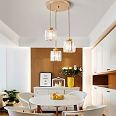 cheap Island Lights-LED Pendant Lights Kitchen Island Crystal Chandeliers 1/3 Head  Modern Farmhouse Foyer Entryway Light Fixtures Ceiling Hanging Globe Over Table Warm White Black/Gold