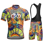economico Set di abbigliamento da uomo-Per uomo Maglia con salopette corta da ciclismo Manica corta Ciclismo da montagna Cicismo su strada Giallo Rosso Azzurro cielo Pop art Bicicletta Completo tuta Pad 3D Traspirante Asciugatura rapida