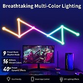 お買い得  スマートライト-RGB LEDスマートライトイリュージョンインテリジェントスプライシングライトDIY屋内装飾雰囲気ライトEスポーツLED音声制御音楽装飾