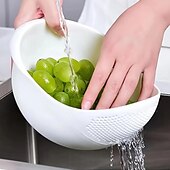 Недорогие Хранение на кухне-1шт многофункциональная кухонная корзина для мытья посуды: удобные функции для мытья риса, слива воды &amp; больше - идеально подходит для всех кухонных применений!