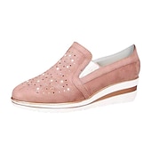 levne Dámské nazouváky a mokasíny-dámské modré slip-on tenisky na klínku – ležérní mokasíny na platformě zdobené drahokamy pro každodenní pohodlí a módu