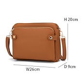 levne Tašky přes rameno-Dámské Crossbody kabelka Taška přes rameno Aktovka PU kůže Nakupování Denní Zip Nastavitelná Velká kapacita Voděodolný Pevná barva Vínově rudá Černá Hnědá