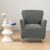 abordables Cubierta de sillón y silla sin brazo-Funda elástica para sillón color burdeos, funda protectora para sofá de 1 plaza con base elástica para niños y mascotas