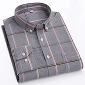 preiswerte Oxford-Hemden für Herren-Herren Oberhemd Gestreiftes Hemd Hemd Bügelfreies Hemd Oxford Hemd Kariert / Gestreift / Chevron Hochzeit Büro &amp; Karriere Hellblau Dunkelrot Rote Dunkelmarine Langarm Hemdkragen Ganzjährig Bekleidung
