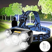 Недорогие Фары головного света-USB перезаряжаемый 5 светодиодный налобный фонарь 4 режима работы головной водонепроницаемый фонарь для кемпинга, рыбалки, бега, езды