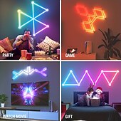 お買い得  スマートライト-RGB LEDスマートライトイリュージョンインテリジェントスプライシングライトDIY屋内装飾雰囲気ライトEスポーツLED音声制御音楽装飾