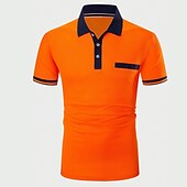 preiswerte Klassisches Poloshirt für Herren-Herren Polos mit Knöpfen Poloshirt Casual Festtage Kargen Kurzarm Modisch Basic Glatt Klassisch Sommer Regular Fit Weiß Rosa Orange Kaki Polos mit Knöpfen