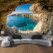 billiga Ocean Beach Gobeläng-landskap hav grotta hängande gobeläng väggkonst stor gobeläng väggmålning dekor fotografi bakgrund filt gardin hem sovrum vardagsrum dekoration
