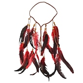 economico Accessori per acconciature-copricapo boho copricapo di piume accessori piuma fascia elastica zingara festival copricapo fantasia indiana anni &#039;70