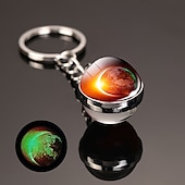abordables Pendentifs et ornements pour voiture-lune porte-clés système solaire planète porte-clés galaxie nébuleuse espace porte-clés terre soleil mars jupiter saturne image double face boule de verre porte-clés