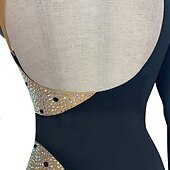 ieftine Ținute Dans Latin-dans salsa rochie de dans latino costume cristale/ strasuri antrenament pentru femei performanță petrecere mânecă lungă spandex mare/un umăr