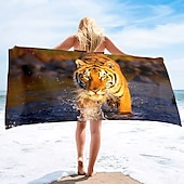 billiga set med strandhanddukar-1st stora tjocka badduschhanddukar 3d vit tigerdesign bomull strandhandduk för kvinnor män reser sim yogafilt