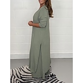 billige Todelt sett-kvinners pyjamas pyjamas topp og bukse sett 2 stykker ren farge mote uformelt mykt hjem daglig seng pustende v wire langermet t-skjorte t-skjorte sommer våren