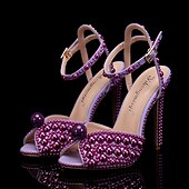 levne Formální-dámské jehlové podpatky zdobené perlami - elegantní svatební svatební boty s páskem kolem kotníku a designem s otevřenou špičkou