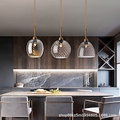 abordables Suspension-Lampes suspendues à LED îlot de cuisine en verre 10 &quot;éclairage en verre soufflé à la main luminaires d&#039;entrée de foyer de ferme moderne globe suspendu au plafond sur la table ambre/gris fumé 110-240v