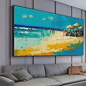 preiswerte Landschaftsgemälde-Handgefertigtes, handgemaltes Ölgemälde, Original-Sonnenschein-Ozean-Ölgemälde auf Leinwand, extra großes Wandkunst, abstraktes weißes Wellengemälde, Boho-Wanddekoration, gerollte Leinwand, kein