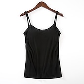 economico Top e canotte da donna-Top Camisole da Donna Semplice Basico Senza Maniche Collo a U Top Regolari Casual Nero Bianco Rosa Blu Beige