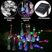 billiga Solsträngljus-led solsnöreljus 5m 20leds vattendroppe bubbelboll solljus utomhus vattentät landskap trädgårdsfestival dekoration lykta träd uteplatsljus
