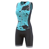 economico Abbigliamento Triathlon Donna-Per donna Tuta da triathlon Senza maniche Ciclismo da montagna Cicismo su strada Rosa scuro Giallo Rosa Pop art Bicicletta Traspirante Asciugatura rapida Elastene Gli sport Pop art Fantasia geometrica