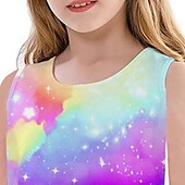 preiswerte 3D Einhorn Kleid-kinderkleidung Mädchen Kleid Graphic Einhorn Farbverlauf Ärmellos Outdoor Casual Modisch Kuschelig Täglich Polyester Übers Knie Casual kleid A Linie Kleid Tank-Top Kleid Sommer Frühling 3-12 Jahre