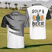 cheap Men&#039;s Golf Polo-Oktoberfest Men&#039;s Polo Shirt Lapel Polo Button Up Polos Golf Shirt Letter Graphic Prints Beer Golf Turndown Lake blue Yellow Sky Blue Green Gray Outdoor Street Short Sleeves Print Clothing Apparel