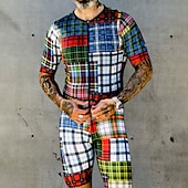baratos Conjuntos de Roupa de Homem-Homens Camisa de ciclismo com shorts Manga Curta Ciclismo de Montanha Ciclismo de Estrada Azul Gráfico Moto Conjuntos Tapete 3D Respirável Secagem Rápida Bolso Traseiro Poliéster Elastano Esportes