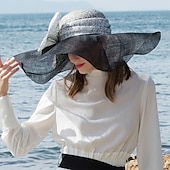 preiswerte Partyhut-hüte kopfschmuck sinamay melone / cloche hut sonnenhut sinamay hut strand damentag elegant britisch mit schleife spleißen kopfschmuck kopfbedeckung abschluss