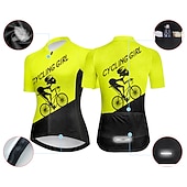 ieftine Tricouri pentru femei-Pentru femei Jersey de ciclism Grafic Literă &amp; Număr Amuzant Manșon scurt Bicicletă Jerseu Topuri cu 3 buzunare spate Ciclism montan Ciclism stradal Uscare rapidă Dungi reflectorizante Înapoi de