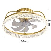 cheap Ceiling Fan Lights-Ceiling Fan with Light Dimmable Circle Design Crystal 50cm 6 Wind Speeds Modern Ceiling Fan for Bedroom, Living Room App &amp; Remote Control 110-240V