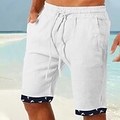 baratos Feriado-Homens Calção Shorts de verão Shorts de praia Patchwork Com Cordão Cintura elástica Tecido Conforto Respirável Curto Casual Diário Feriado Moda Estilo Clássico Branco Azul