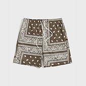 cheap Men&#039;s 3D Sweat Shorts-Men&#039;s Paisley Color Block Flower / Floral Shorts Summer Shorts Beach Shorts Mid Waist Streetwear Hawaiian Designer Casual Daily Holiday Elastic Waist 3D Print Drawstring Designer Clothing Apparel