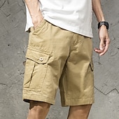 baratos Clássico-Homens Bermuda Cargo Calção Shorts de verão Com Cordão Cintura elástica Bolso multi Tecido Vestível Curto Ao ar livre Casual Diário Moda Designer Preto Verde Tropa