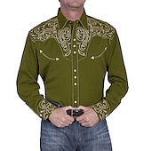 preiswerte Westernhemden für Herren-Herren Blumen Grafikdrucke Hemd Westernhemd Cowboy-Shirt Langarm Mode Streetwear Designer Outdoor Täglich Herbst Winter Umlegekragen Druck Button-Down Schwarz Rote Blau Grün