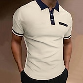 preiswerte Klassisches Poloshirt für Herren-Herren Polos mit Knöpfen Poloshirt Casual Festtage Kargen Kurzarm Modisch Basic Glatt Klassisch Sommer Regular Fit Weiß Rosa Orange Kaki Polos mit Knöpfen