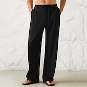 voordelige Klassiek-Voor heren Broek Zomerbroek Strandbroeken Trekkoord Breed Been Voorvak Effen Comfort Zacht Casual Dagelijks Modieus Streetwear Zwart Wit Micro-elastisch