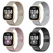 billige Fitbit klokkebånd-Reim til Smartklokke Kompatibel med Fitbit Versa 4 Sense 2 Versa 3 Sense Rustfritt stål Smartklokke Stropp Pustende Støtsikker Milanesisk rem Erstatning Armbånd