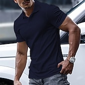 preiswerte Klassisches Poloshirt für Herren-Herren Poloshirt Golfhemd Casual Festtage Kargen Kurzarm Modisch Basic Glatt Klassisch Sommer Regular Fit Marineblau Schwarz Weiß Gelb Grün Leicht Blau Poloshirt
