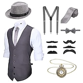 billiga Outfits-Retro / vintage Glada 20-talet 1920-talet Kläder Väst Panamahatt Den store Gatsby Herre Mode Herr Jul Halloween Karnival Bal Möhippa Festival Vuxna Kravatt Väst Hatt Alla årstider