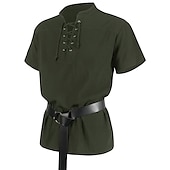 ieftine Topuri-Retro / vintage Punk și gotic Medieval Bluză / Cămașă Costum Cosplay Tunică Cavaler Viching Outlander Culoare solidă Bărbați Pirat Fantezie Carnaval Casul / Zilnic Târgul Renașterii Adulți Cămașă