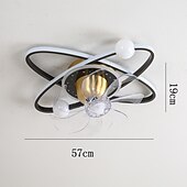 cheap Ceiling Fan Lights-Ceiling Fan with Light Dimmable Circle Design Crystal 57cm 6 Wind Speeds Modern Ceiling Fan for Bedroom, Living Room App &amp; Remote Control 110-240V