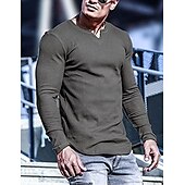 preiswerte Geripptes Strick-T-Shirt-Herren T Shirt Geripptes Strick-T-Shirt T-Shirt Langarmshirt Langarm V Ausschnitt Sommer Einfach Grubenstreifen Mode Designer Basic Stricken Urlaub Straße Ausgehen Schwarz Weiß Rosa Top T-Shirt für