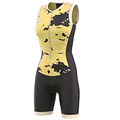 economico Abbigliamento Triathlon Donna-Per donna Tuta da triathlon Senza maniche Ciclismo da montagna Cicismo su strada Rosa scuro Giallo Rosa Pop art Bicicletta Traspirante Asciugatura rapida Elastene Gli sport Pop art Fantasia geometrica